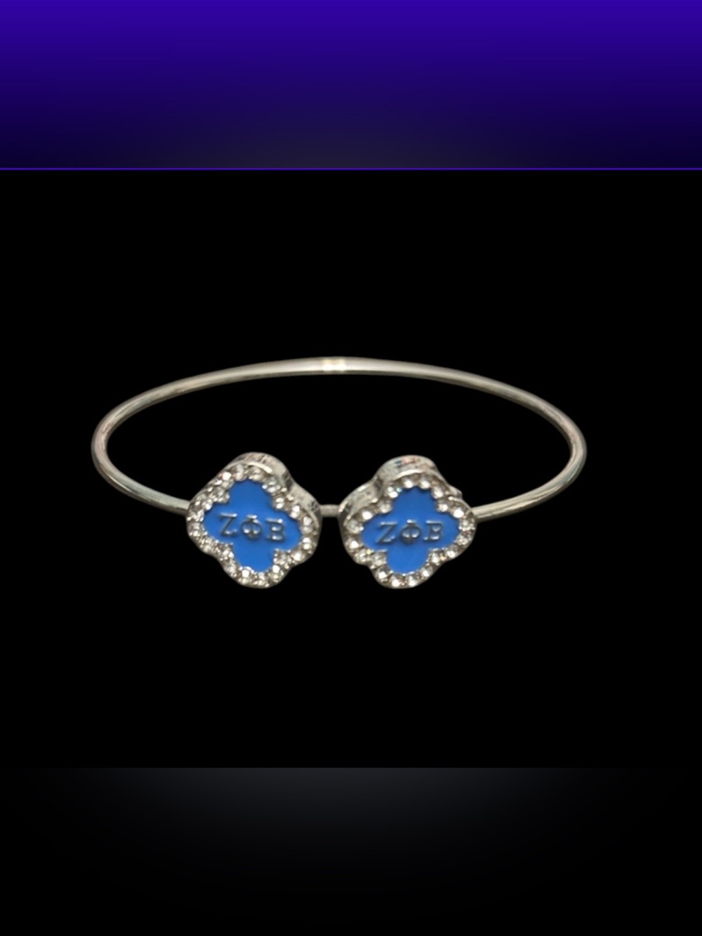 Zeta Phi Beta Clover Shaped Single Bangle Bracelet - Picture 4 of 5